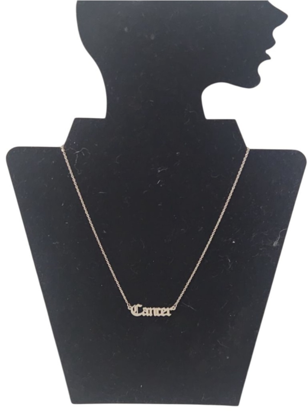 Women's Silver Cancer Zodiac Necklace 19" Silver Chain with Gothic Script